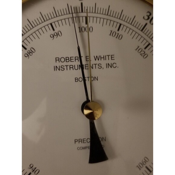 Vintage Nautical Brass Barometer Robert E. White Instruments Inc. Boston, MA USA - Picture 9 of 12